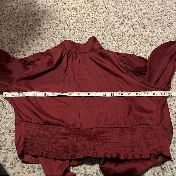 Zara Red Open Back Long Sleeve Cropped Blouse Size Medium - Picture 7 of 9